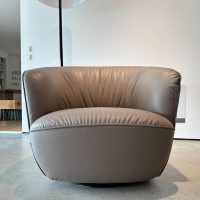 Walter Knoll - Sessel Ishino 195 10 Leder Elen 1406 Taupe Beige Drehteller Schwarz Matt Mit Kunststoffgleitern - 5