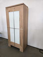 Scholtissek - Schrank Varus Schmal Korpus Knorrige Eiche Puro Geölt Front Glas 9010 Weiß Matt - 3