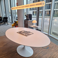 Knoll International - Esstisch Saarinen Oval Mattweiß Gussfuß Aluminium Weiß Rilsan Geschützt - 8