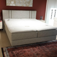 Hülsta - Boxspringbett 2251852 Flachgewebe M256 Beige Grau Keder M 318 Velours Hellbraun Füße Schwarz Struktur - 3