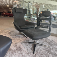 Leolux - Relaxsessel Caruzzo Leder Danza 100 Phantom Anthrazit Fuß Pure 4 Strahlig Aluminium Poliert Mit Hocker - 7
