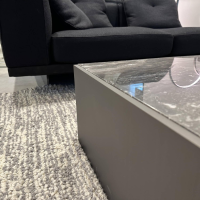 Minotti - Beistelltisch Linha Platte Marmor Grigio Orobico Grau Seitenteile Aluminium Braun - 3