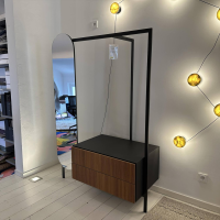 Novamobili - Garderobe Easy Metallrahmen Schwarz Brüniert Schubkasten Nussbaum Canaletto Mit Spiegel - 3