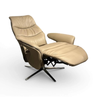 himolla - Sessel 7052 Easy-Swing Leder Longlife Soft Stein Creme Braun Sternfuß Edelstahloptik Manuelle Verstellung - 7