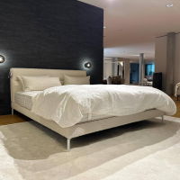 Schramm - Bett Cleo Origins Complete Stoff Maxim 2130 Wollweiß Füße Metall Weiß Getaucht Inklusive 2 Matratzen - 4