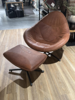 Label Vandenberg - Sessel Hidde Leder Yak Brown Braun Drehgestell Metall Black Grey Anthrazit Inklusive Hocker - 3