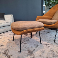 Knoll International - Relax Chair Womb Stoff Colorado Grau Braun Und Ultrasuede Braun Gestell Metall Schwarz - 7