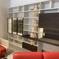 Molteni & C - Wohnwand 505 Kalkweiß Ulme Dunkel Formprofil Zinnfarbig - 8