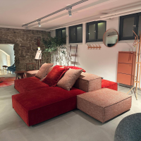 Designwerk - Polstergruppe Dido Stoff Earth Strawberry Rot Und Stoff Natural Apple Rosa Fuß Schwarz Inklusive Kissen - 4