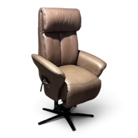 himolla - Sessel 8937 Easy Swing M Leder 24 Longlife Rustika Kokos Braun Gestell Metall Schwarz Mit Elektrischer Verstellung - 8