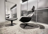 Giorgetti - Ruhesessel Auckland Mit Hocker Auckland Leder 13X606 Kreuzfuß Schwarzmatt - 6