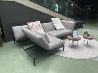 Bullfrog - Outdoorsofa Kaya Stoff Acapluco 403 Grau Füße Metall Schwarz Matt Pulverbeschichtet Mit Klapprücken Inklusive 3 Kissen - 6