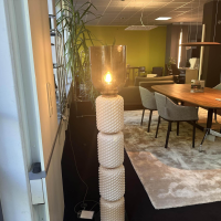 Cassina - Stehleuchte Ficupala Schirm Glas Schlamm Braun Gestell Glas Rosa Fuß Marmor Nero Marquina Schwarz - 5