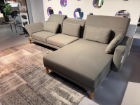 Brühl - Ecksofa Moule Medium Stoff 3677 0095 Grau Tellerfüße Metall Glänzend Verchromt Mit Verstellung Und Tischablage - 7