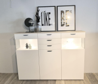 Nobilia - Highboard Nizza Eiche Montreal Nachbildung 126 Weiß Inklusive LED Beleuchtung - 7