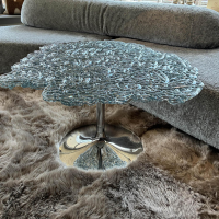 Edra - Couchtisch Diamante Platte Polycarbonat Glasgrün Sockel Metall - 3