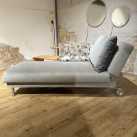 Brühl - Functional Lounger Tam Fabric Dess 2813 93 Grey Frame Metal Shiny Chrome-plated Side Backrest Adjustable And Foldable With Pointed Cushion - 5