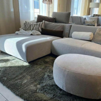 Brühl - Ecksofa Aoyama Stoff 4490 090 Beige Gestell Metall Verchromt Füße Höhenverstellbar inkl. Hocker - 5