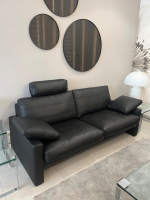Erpo - Sofa Classic CL100 Leder Premium Schwarz Mit Verstellbarer Kopfstütze Und Armlehnkissen - 5