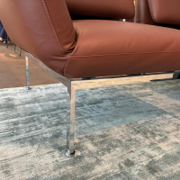 Brühl - 2er Set Liegesessel Roro Small Leder La Plume 5663 55 Braun Füße Metall Verchromt - 3