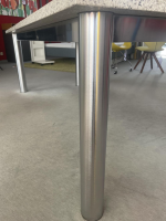Bacher - Esstisch Platte Granit Bianco Kristall Grau Gestell Edelstahlrohr - 7