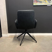 KFF - Stuhl Arva Light Außen Leder Sauvage Anthrazit Innen Stoff Seven Petrol Blau 4 Fuß Sterngestell Schwarz - 3