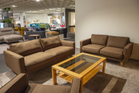 DFM - Upholstered suite Elian set of 3 leather W11 color chocolate feet oiled oak - 3