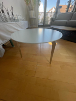 Kettnaker - Couchtisch Solo Rund Platte Lack Kristallblau Blau Weiß Füße Chrom - 4