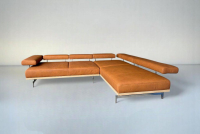 JOOP! - Ecksofa 8106 Echtleder Leonessa Almond Braun Sockel Wildeichenholz Massiv Füße Edelstahl Inklusive Kissen - 3