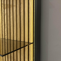 Hartmann - Anbauwand Selino Birke Massiv Anthrazit Lackiert Mit Beleuchtung - 4