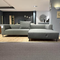 freistil Rolf Benz - Ecksofa 123 Stoff 3044 Betongrau Grau Rundrohrfuß Stahl Tiefschwarz Schwarz Mit Kissen - 7