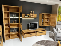 Decker - Anbauwand Ameno Wildeiche Massiv Bianco Geölt Inklusive LED Beleuchtung - 2