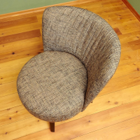 Bielefelder Werkstätten - Drehsessel Polo Cocktail Stoff BW Troy Braun Gestell Esche Schwarz Gebeizt Inklusive Hocker - 3