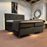 Musterring - Boxspringbett MR Dubai Stoff D 520 Anthrazit Samt Füße Chromkufe Inklusive Matratzen Und Beleuchtung - 6
