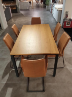 Raum.Freunde - 6er Set Stuhl Stine Microfaser Veganes Leder Gavin 676 Cognac Gestell Eisen Schwarz - 3