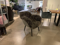 Tommy M - Sessel Lola Innen Lammfell Lamb Darkgrey Außen Leder B2 Corrida Anthrazit Gestell Holz Schwarz - 2