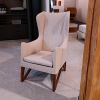 Giorgetti - Sessel Mobius High Bezug Stoff Beige Gestell Eiche Dunkel - 5