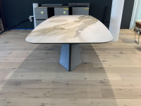 Cattelan Italia - Esstisch Tyron Platte Keramik Marmor Weiß Gestell Metall Bronze Matt - 3