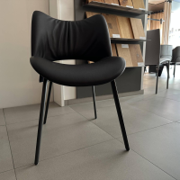 Poltrona Frau - Stuhl Nice Pelle Leder 29 Ardesia Schwarz Gestell Stahl Schwarz Brüniert - 5