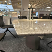 Draenert - Esstisch Adler 1224 Platte Granit Polar Poliert Grau Sockel Oval Edelstahl Matt Geschliffen Ohne Rollen - 2