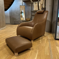 Maxalto - Sessel Apta Kalos 9750N Leder Kasla KS360 Hellbraun Inklusive Hocker und Kopfstütze - 2