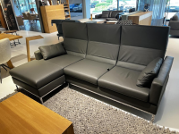 Brühl - Ecksofa Tomo Compact Leder Unit 5423 93 Grau Metalluntergestell Verchromt Glänzend - 9