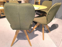 Niehoff - 4er-Set Stuhl Linea Dining Trend Time Stoff Malera L Olive Grün Gestell Wildeiche Geölt Fest - 5