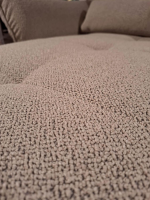 Steinpol - Ecksofa Murcia Stoff Space Natur Metallfuß Schwarz mit motorischer Fußauflage - 6