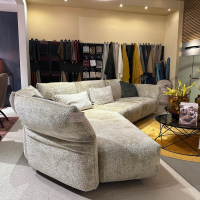 Contur - Wohnlandschaft CO Motone Stoff Lyon 07 Papyrus Beige Grau Fuß Verdeckter Gleiter Inklusive Kissen - 9