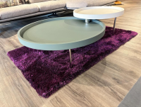 Ronald Schmitt Design - 2-Satztisch H 630 Luna Platten MDF Softlack Graugrün Und Creme Füße Hochglanz Verchromt - 4