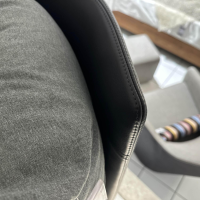 COR - Lounge Sessel Cordia Stoff 7009 Antharzit Korpus Leder Semi 282 Basalt Schwarz Gestell Aluminium Poliert Inklusive Hocker - 7