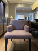 Promemoria - 4er-Set Sessel Isotta Large Leder Und Stoff Dunkelviolett Violett Füße Schwarz - 3