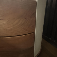 YOMEI - Nachtschrank S100 Korpus Leder Taupe Beige Front Und Schubladen Nussbaum - 5