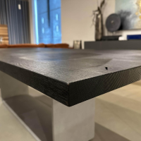 ASCO - Esstisch Frame Platte Brandeiche Rustical Schwarz Strukturiert Gebürstet Gestell Beton - 9